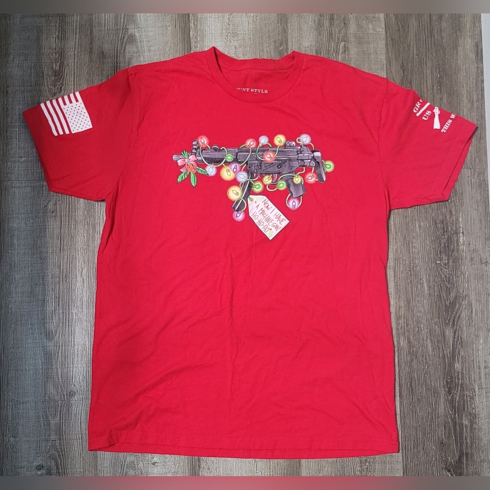 Grunt Style Christmas Machine Gun Graphic Tee Men's Size XL